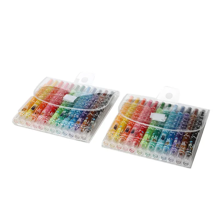 China Products Unique 12 PCS Multi Color Twist Wax Twistable Crayons For Children