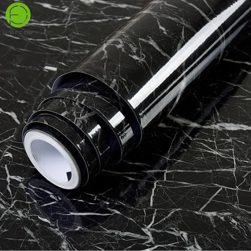 Black Marble Self Adhesive Wallpaper Waterproof PVC Vinyl Paper for Furniture Cover Surface Countertop Kitchen Shelf