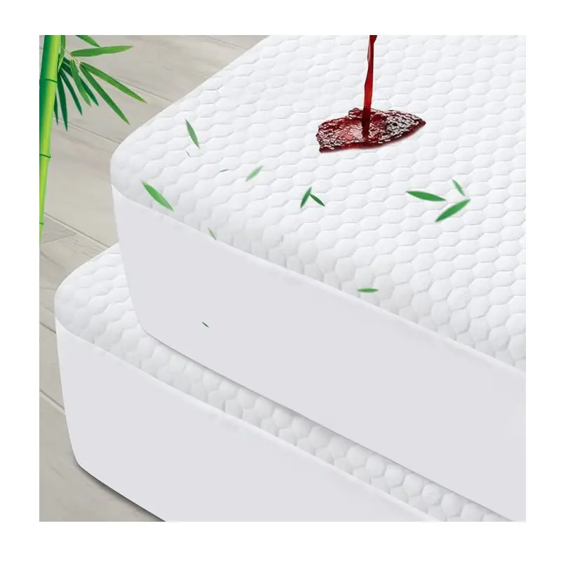 Funda de colchón impermeable de bambú acolchada, protector de colchón de sábana bajera suave transpirable a prueba de agua al por mayor