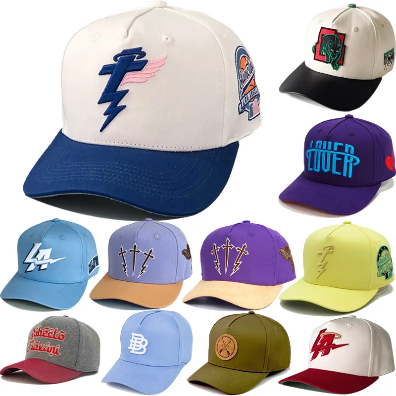 Taillierte gestickte einfache 5 Panel Blank benutzer definierte Stickerei Logo für Männer benutzer definierte Hut Baseball kappe