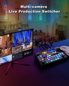 Conmutación de barra en T PGM y PVW Compatible con control de hasta dos capas Perilla de menú basculante de cinco vías Conmutador de video con 5 FHD LCD - Product Image 3