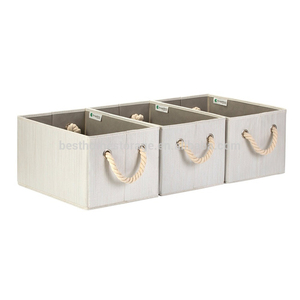 Foldable Rectangle Polyester Storage Box Strong Cotton Rope Handle Classic Design Cloth Organizer <strong>Bin</strong> Laundry Carton <strong>Packing</strong> - Product Image 1