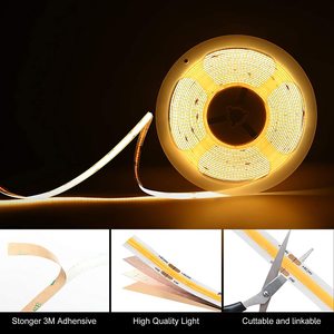 電圧ドロップなし10M COB LEDストリップライトワンエンドフィードDC 24V 384LED/m 8mm PCB 8W超長さランニングホワイトカラー - Product Image 2