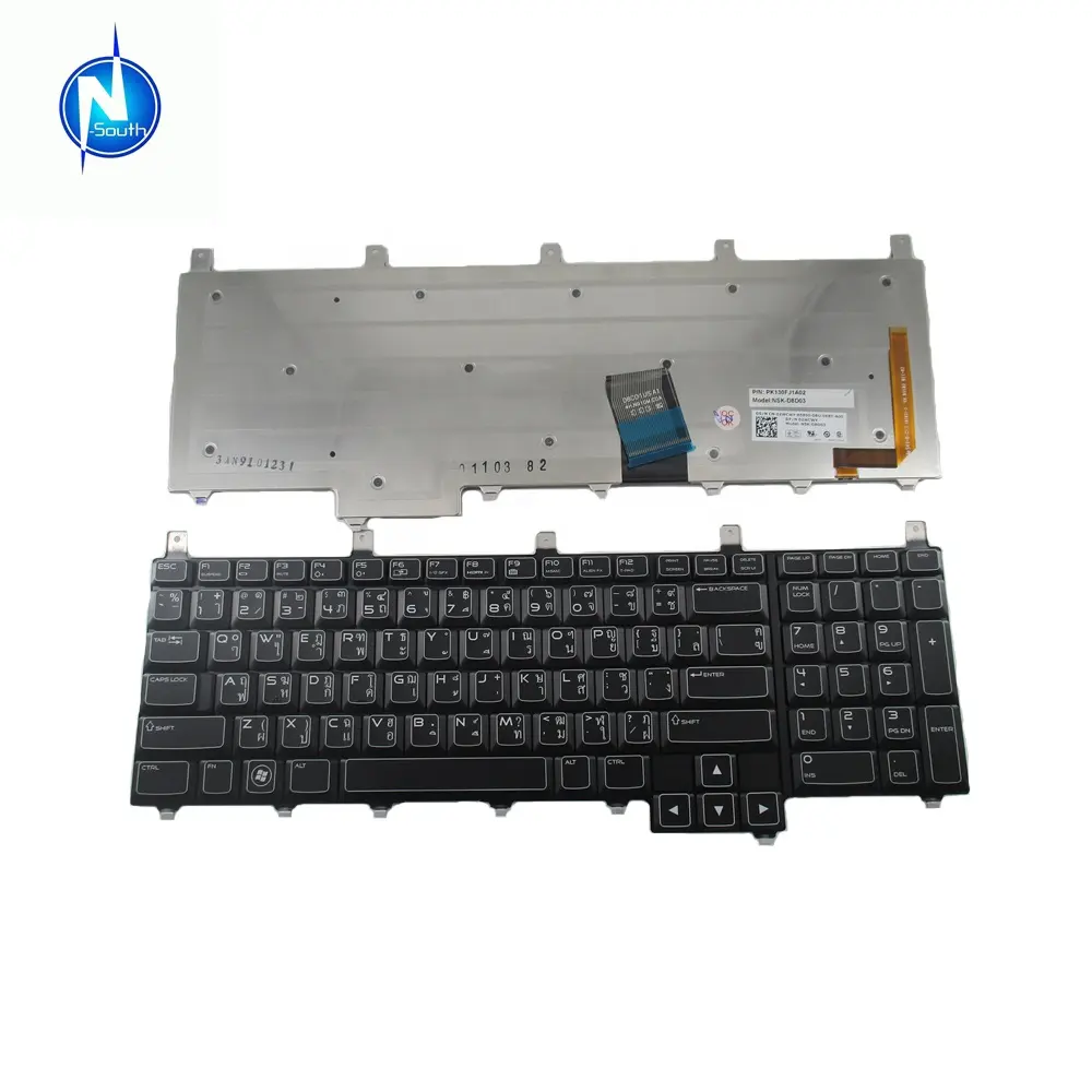 Teclado para portátil para dell alienware, m17x, r3, r4, retroiluminado, tailandés, negro, nuevo