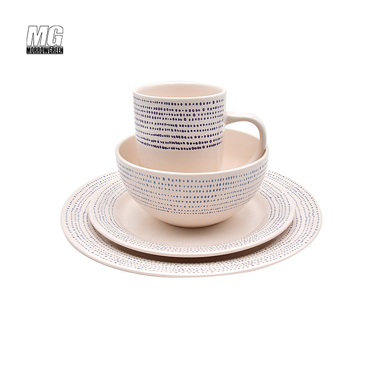 Wholesale Stoneware Pad Printing Dinner Set Western Dinnerware Set Ceramic Plates Sets Dinnerware