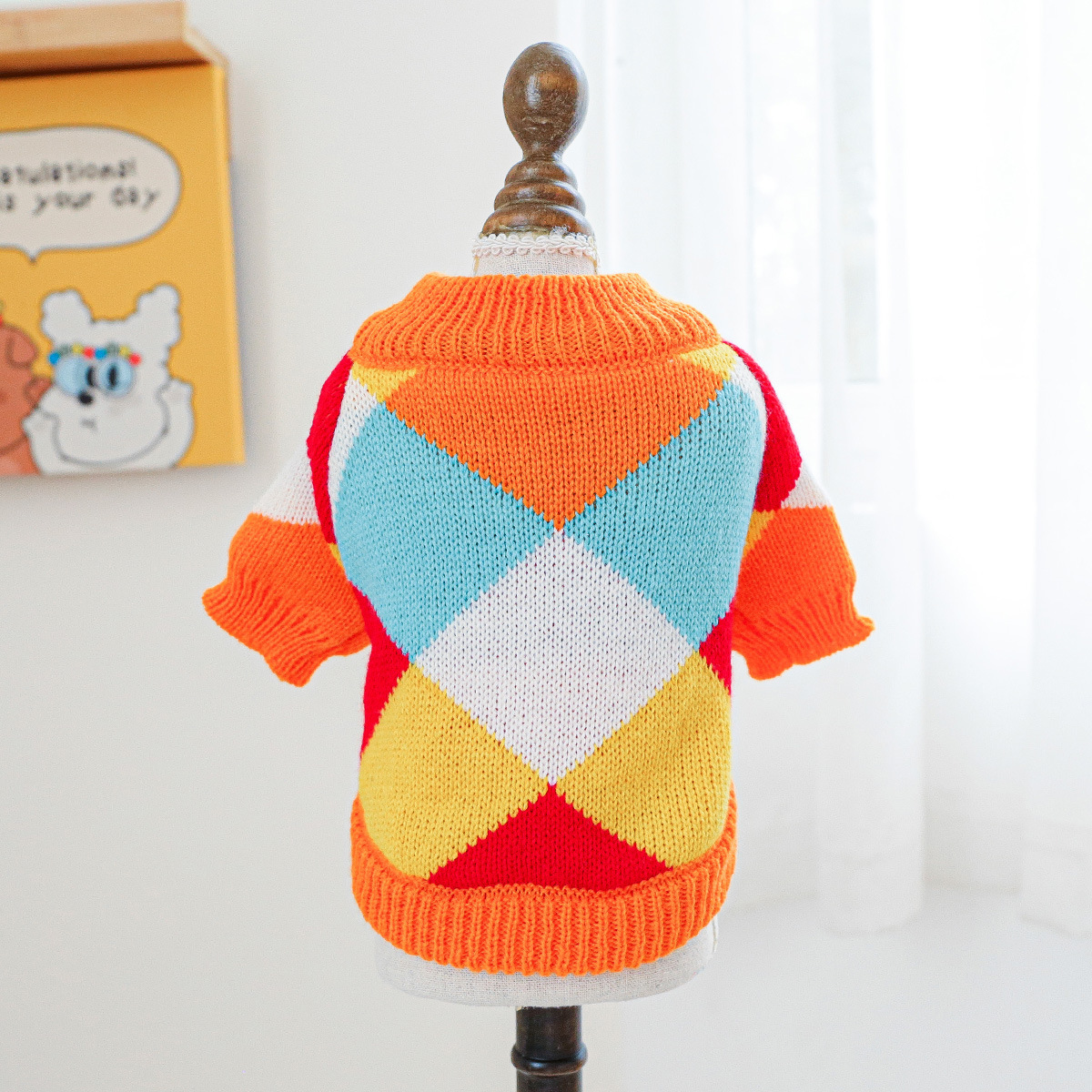 orange-Rainbow plaid sweater