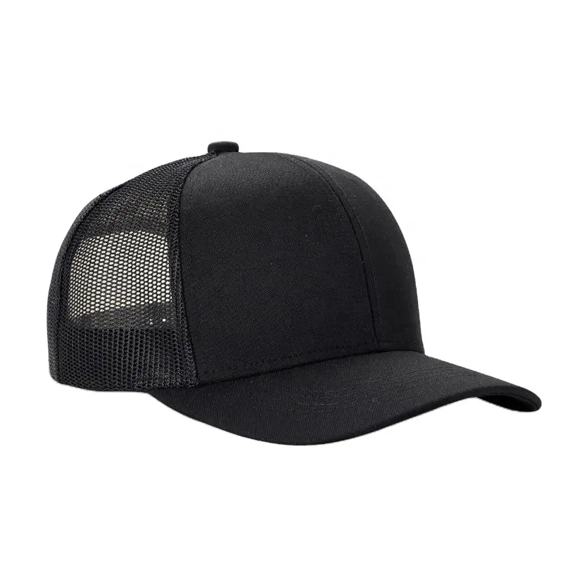 Produttore ricamo personalizzato per uomo Unisex 6 pannelli Black Run Baseball Sport Blank Mesh Cap Trucker Hat