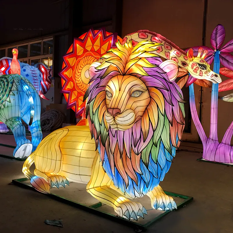 Hayvanlar festivali ipek fener açık havada dekoratif aydınlatma lambaları açık havada Motif ışıkları tatil dekorasyon noel yeni yıl