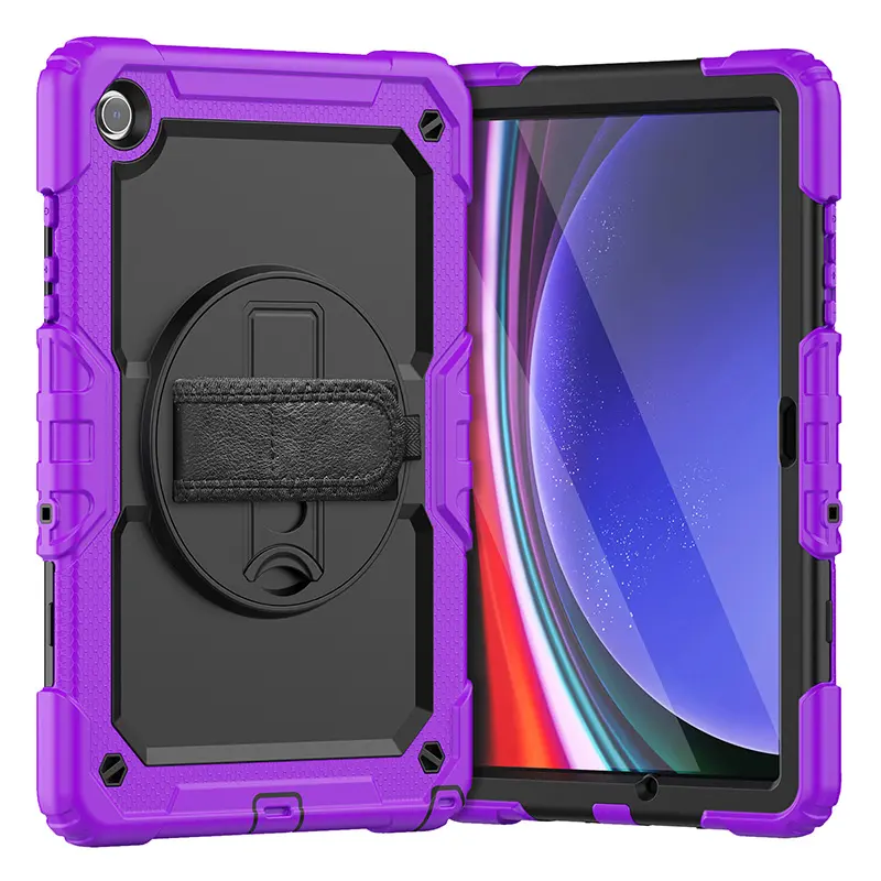 Silicone hard case for Samsung Galaxy Tab A9 Plus 11 inch X210 X215 2023 shoulder strap rotating stand built in screen protector