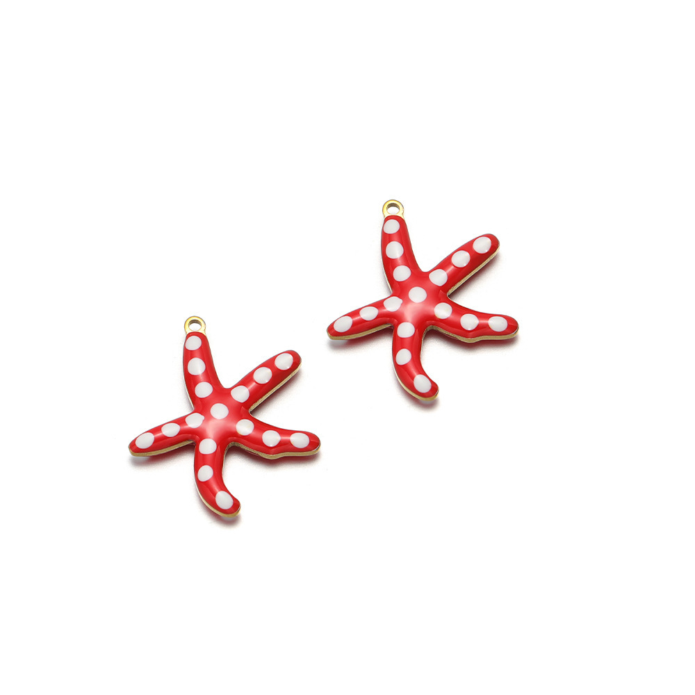Estrella de mar dorada de 23*20mm, doble cara, roja.