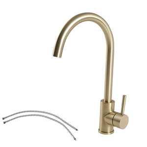 1.8 GPM高アークシングルハンドルデッキマウント標準キッチン蛇口ゴールド - Product Image 1