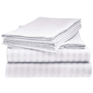 King Size 3cm Striped <strong>40S</strong> 100% Cotton Bedding Top Sheet Duvet Cover Bedding Set for Hotel Use