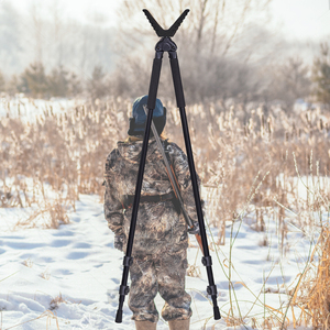 Đen 2 chân săn bắn Gậy nhôm nhẹ săn bắn chân máy đứng V ách Chân Máy Chụp phần còn lại - Product Image 4