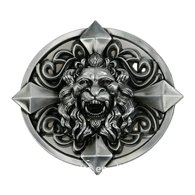 Custom men's lion head 3D design metal belt buckles