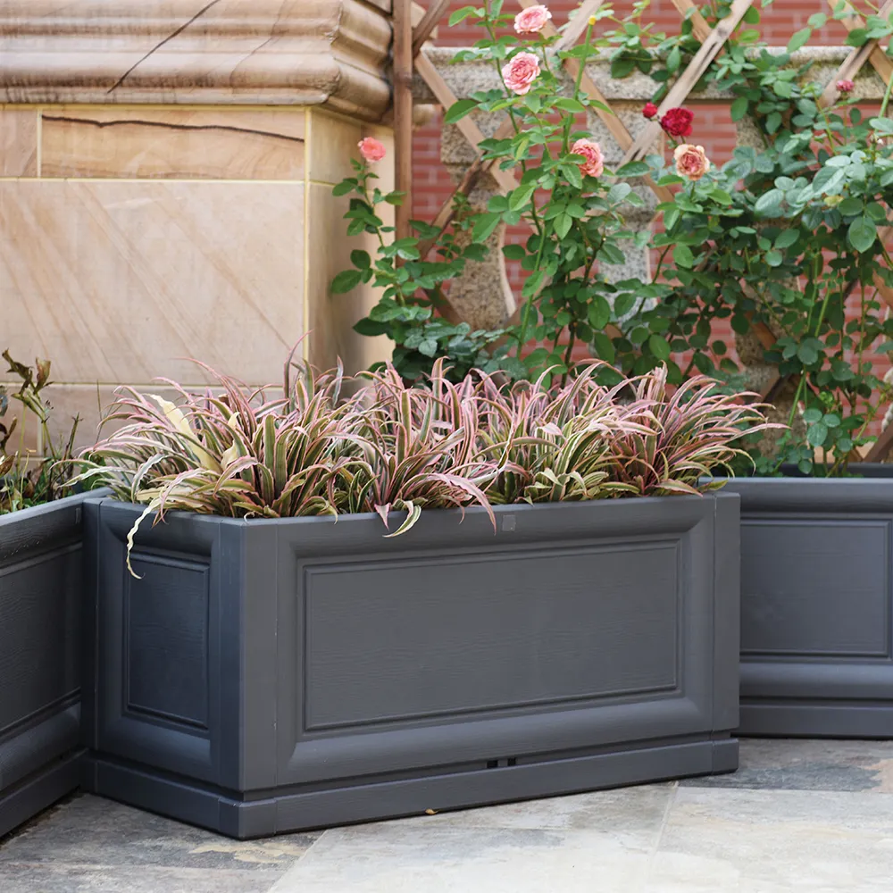 Ngoài Trời Cao Dài Lớn Hình Chữ Nhật Planter Nhựa Trồng