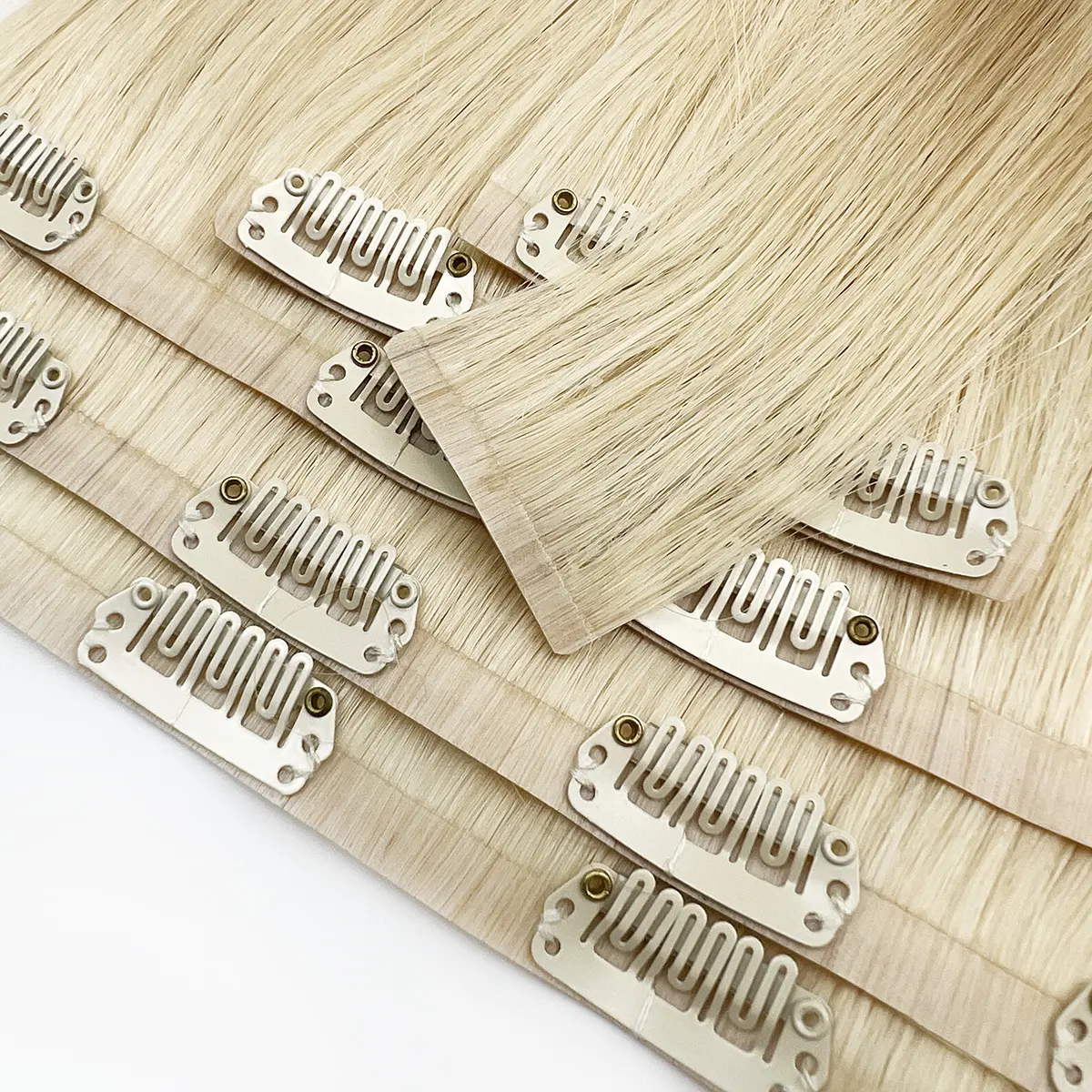 Factory Wholesale Luxury Top Quality Remy Human Hair Invisible Seamless Clip In Hair Extension 100% Human Hair