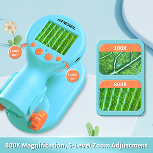 Juguetes de aumento 800X para niños, portaobjetos de muestras LED portátiles, microscopio biológico Monocular para laboratorio de ciencias, educación para estudiantes - Product Image 5