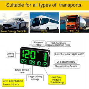 RTS GPS Speedometer 5.5&quot;GPS Large Screen Speedometer <strong>MPH</strong> <strong>KM</strong>/h Mileage Alarm Clock Head up Display Speed Car Alarm System - Product Image 4