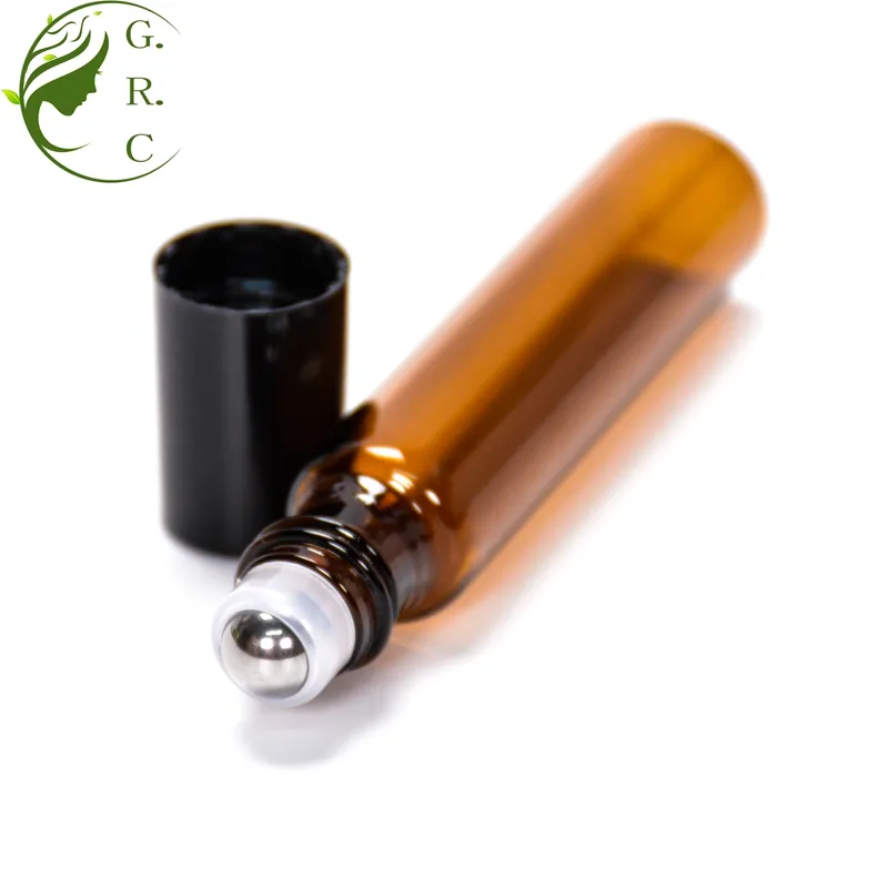 1ml 2ml 3ml 5ml 10ml claro esmerilado cuentagotas ámbar de vidrio cosmética botella de aceite esencial con negro/tapa de oro