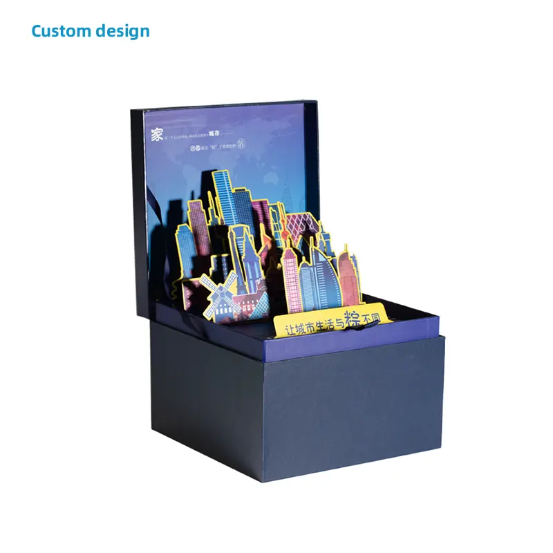 En gros personnalisé imprimé carton créatif aimant boîte-cadeau anniversaire noël emballage pop-up 3D relié boîte-cadeau