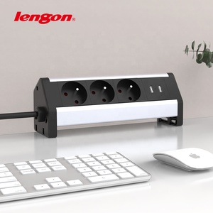 Fransa standart 3 yolları elektrik fişleri yuva kelepçe ofis için usb port ile konferans masası soket üzerinde - Product Image 1