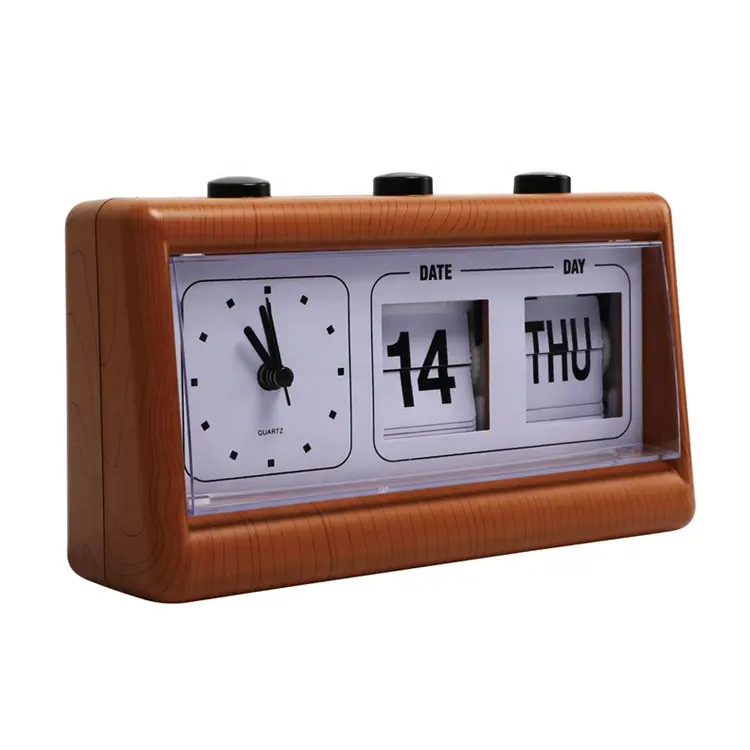 Часы с автоматическим поворотом страниц, настольные квадратные часы с отображением даты недели, календарем и откидной крышкой для офиса