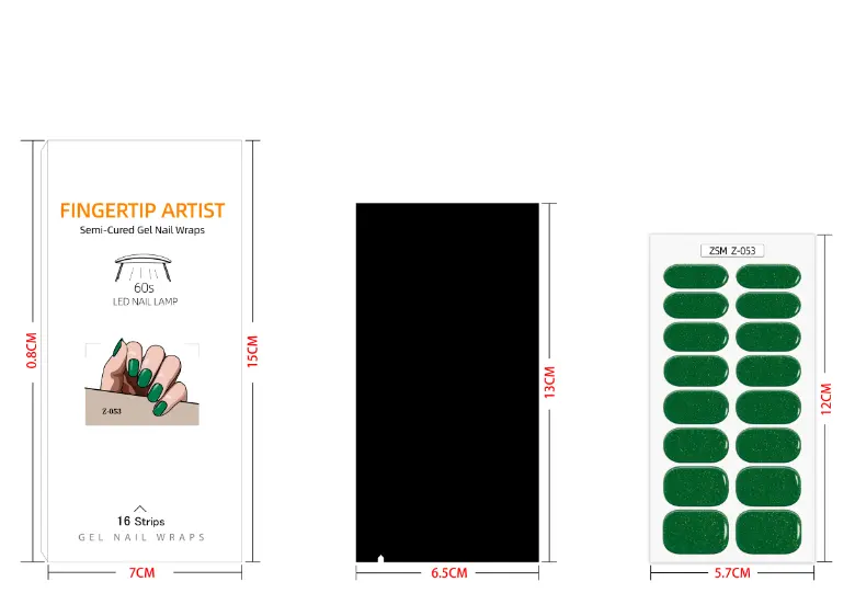 Semi-Cured Nagellack Aufkleber Custom High Quality Semi Cured Uv Gel Korea Gewel Nägel Aufkleber