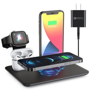 แท่นชาร์จไร้สายอเนกประสงค์แบบ4 in 1สีดำถอดออกได้แท่นชาร์จสำหรับ Apple - Product Image 6