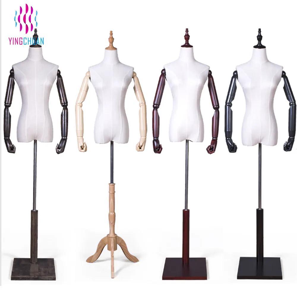 Dressmaker Clothing Display Female Fabric Foam Mannequin with Metal