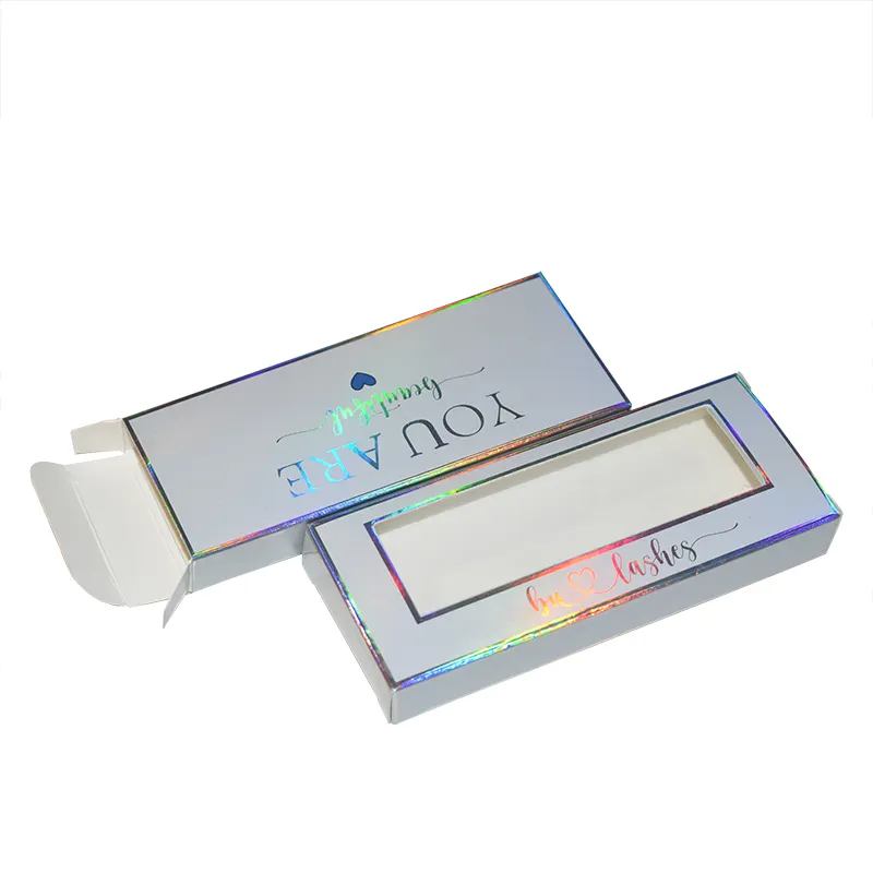 Caixa de embalagem para batom com logotipo personalizado, conjunto de cosméticos para brilho labial, embalagem holográfica para presente, caixas de papelão