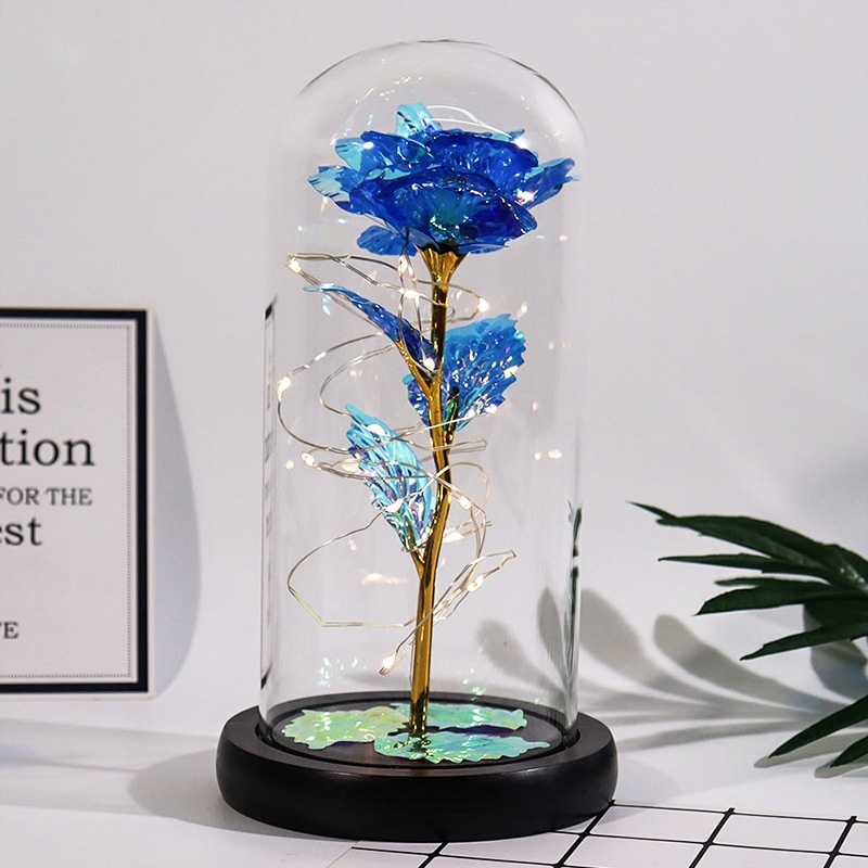 Fond en plastique + feuilles Fleur laser bleue
