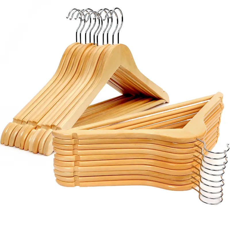 Aangepaste Massief Houten Kleerhangers Gladde Houten Kleerhangers Voor Kast Hanger Voor Kleding