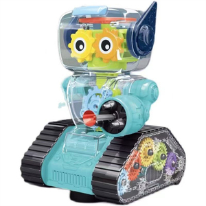 New Children's Educational Electric Slide Transparent Gear Universal Robot Boy <strong>Toy</strong> with Lighting Music - Product Image 2
