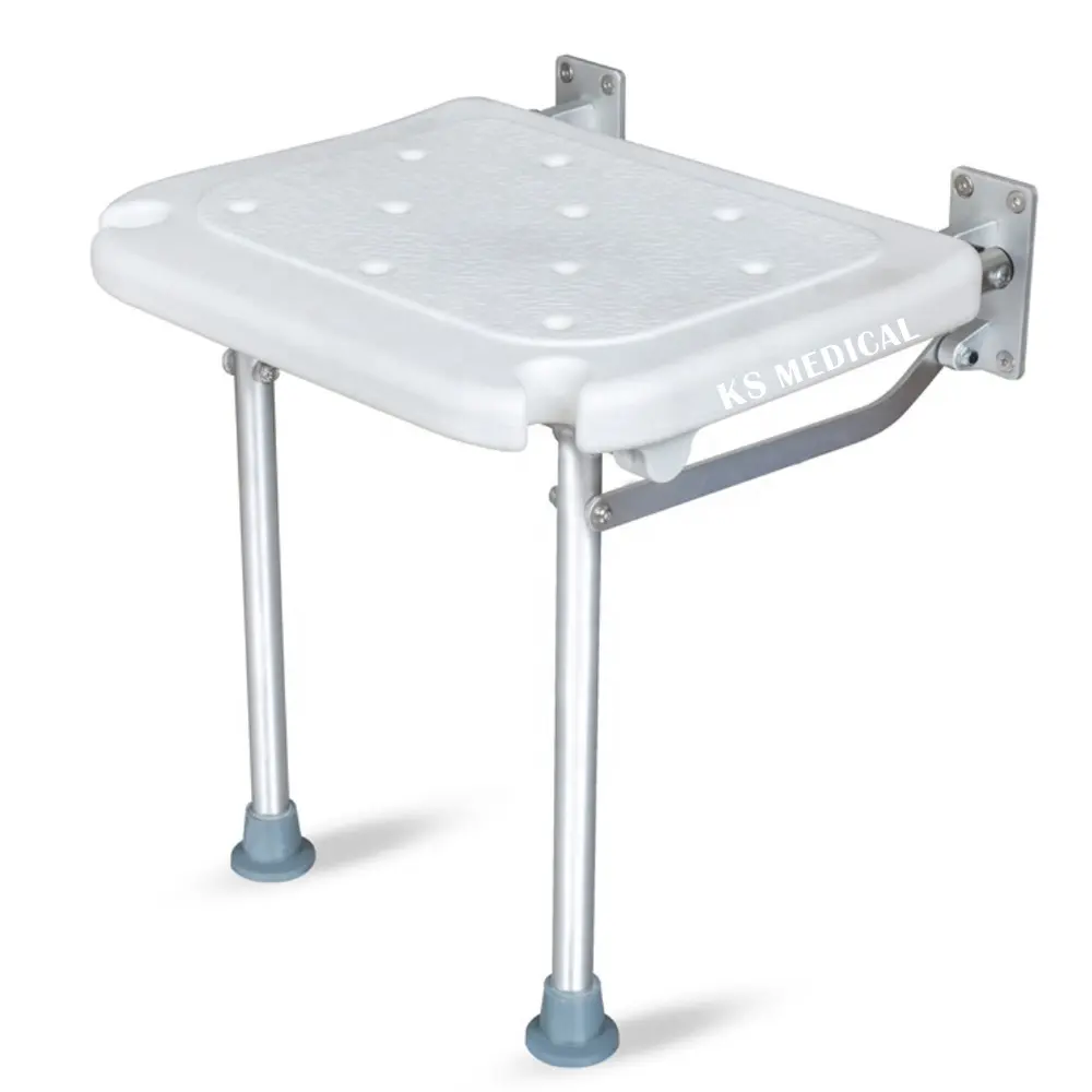 KSMED-taburete de baño plegable montado en la pared, KSM-SC, asiento de ducha impermeable, silla de ducha de baño con asiento de plástico, dos patas