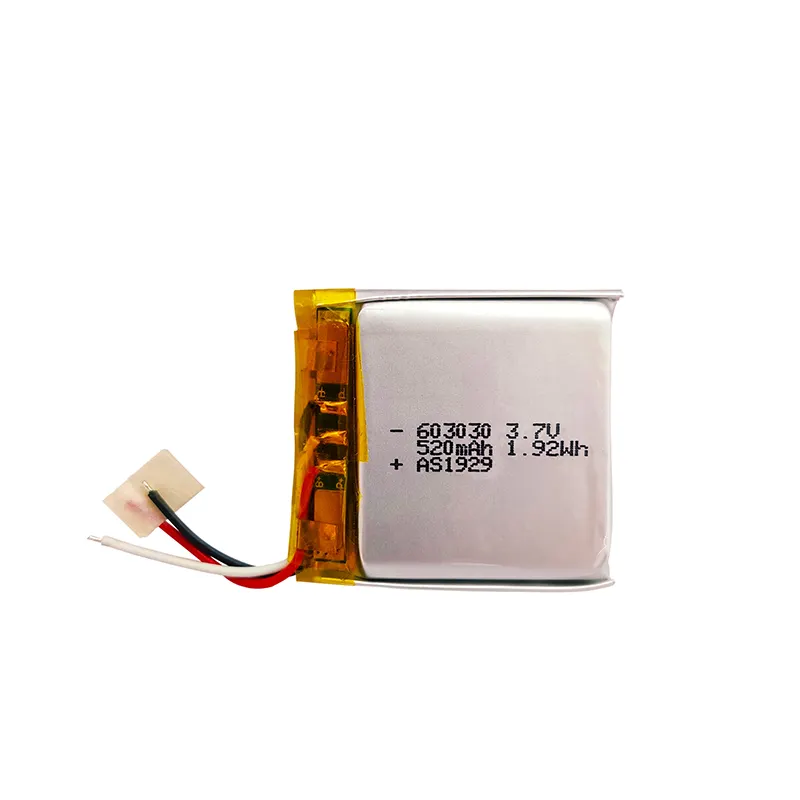 3.7V 520mAh 603030 Lipo batteria ricaricabile ai polimeri di litio con certificato UL/CB/KC/UN38.3/CE/WERCS