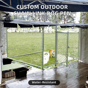 Özelleştirilmiş büyük açık galvanizli zincir bağlantı köpek kafesi 3D modellenmiş Metal köpek kulübesi/oyun parkı için çiftlik çiti - Product Image 2