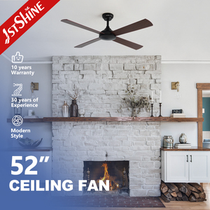 1stshine современный 4 лезвия 52 дюймов потолочный вентилятор с подсветкой и дистанционным управлением для спальни бесшумный мощный двигатель постоянного тока - Product Image 1