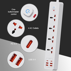 OL Universal 16A Power Strip Plug Socket con puerto USB tipo C Interruptor multicanal extendido-Enchufes y enchufes - Product Image 5