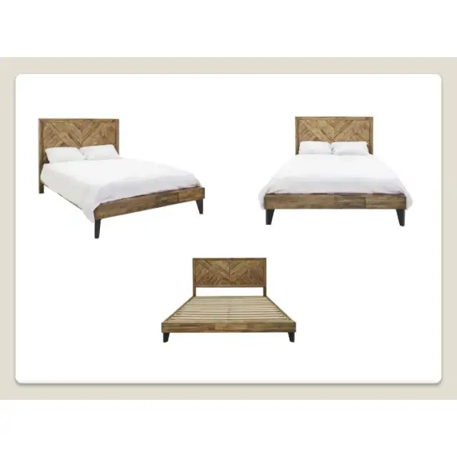 Plataforma de madera maciza, muebles para el hogar de estilo rústico con muebles de madera reciclada, plataforma de madera de pino, cama King de 180cm