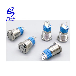 16 millimetri Interruttore di Pulsante del Metallo Anello di Alimentazione Della Lampada Simbolo Pulsanti Impermeabile HA CONDOTTO LA Luce Auto-lock Auto-reset 1NO1NC - Product Image 6