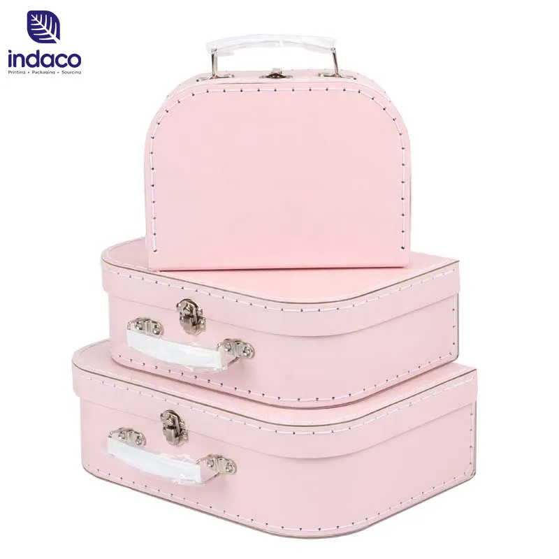 New born baby recordação caixa de presente para Vestido Cartão mala Decorativo Toy Suitcase Shaped presente caixa com alça