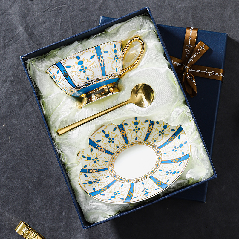 Blue single cup dish spoon gift box