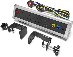 Office Furniture Table Mounted Electric PDU <strong>with</strong> 3 Way UK <strong>Sockets</strong> Triangle Tabletop <strong>Multi</strong> <strong>Function</strong> <strong>Socket</strong> <strong>with</strong> RJ45 and <strong>USB</strong>