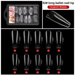 New100 pcs/boxフルカバーネイルチップ偽透明フレンチアクリル人工偽爪マニキュア用チップ - Product Image 5