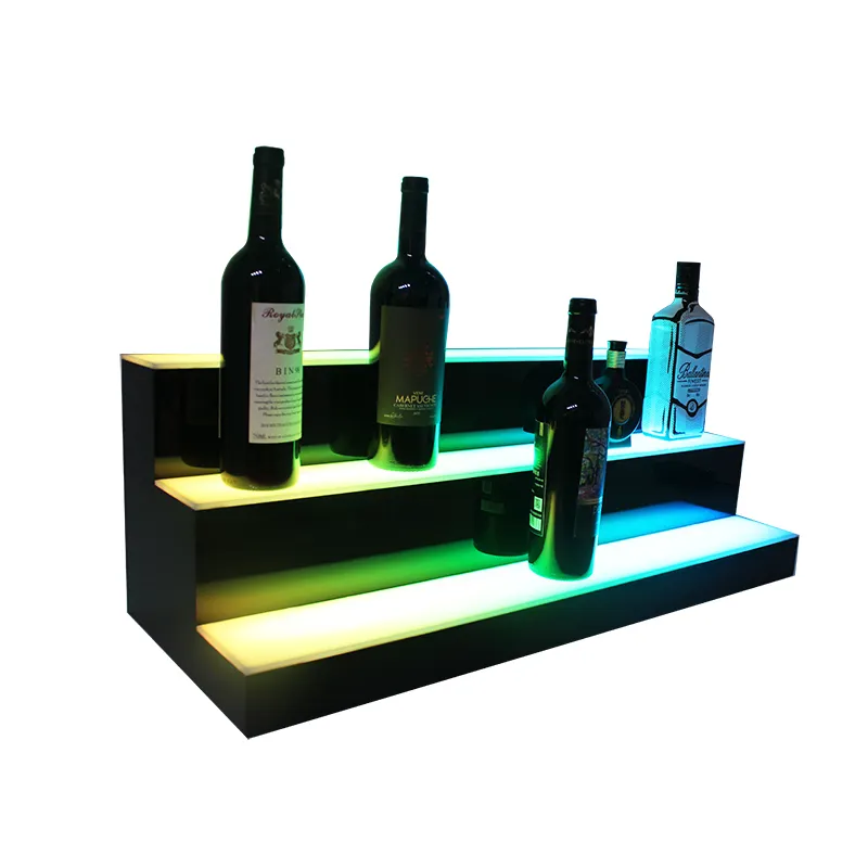 3 livelli in acrilico lucite illuminato bottiglie Display liquore scaffali supporto bottiglie LED bar illuminati gradini con telecomando