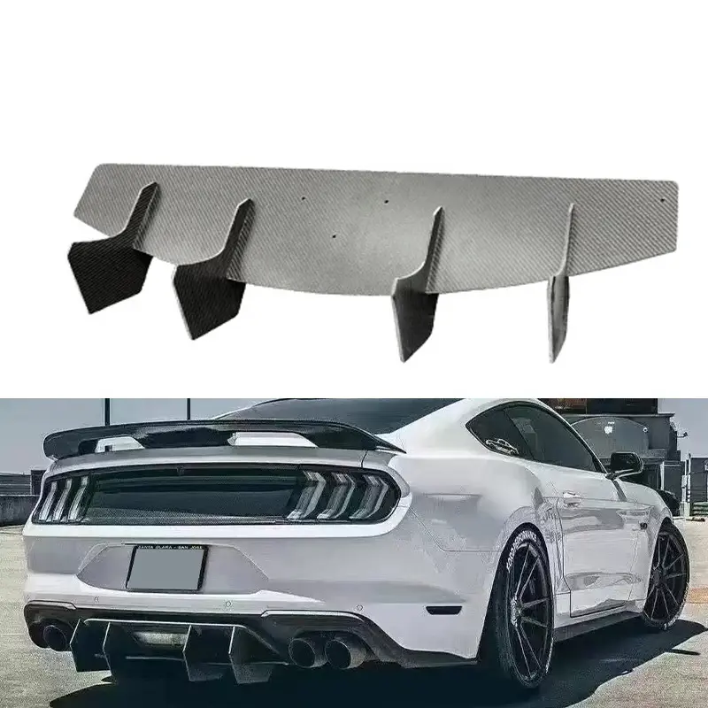 Ailettes de diffuseur arrière de pare-chocs en carbone sec réel de style MD pour Ford Mustang en compétition 18-22 Extensions arrière accessoires de voiture