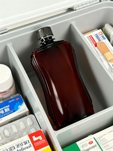 Neue 1000-ml-PET-Kunststoffflaschen für Prometh-Hustensaft, leer, Tris, lila-grünes Etikett, mit Schraubverschluss, auf Lager, für medizinische Zwecke - Product Image 4