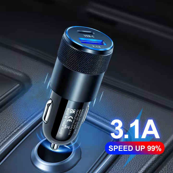 3.1A Fast Charging USB C Car Charger Fast Charging Type C Charger for iPhone 12 13 Pro Smart Phone Car Charger Adapter