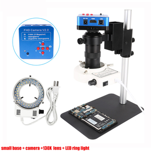 Microscopio Monocular 130X Lente de Zoom Base pequeña Anillo de luz LED V2.0 Cámara Puerto USB Reparación de placa base de computadora de teléfono celular - Product Image 1