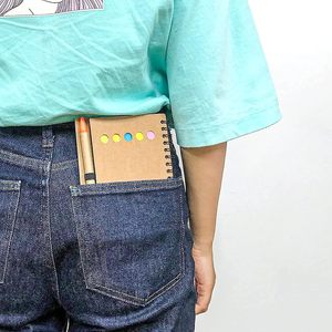 Notas adhesivas baratas Etiquetas de índice de colores Taquigrafía Cuaderno Papel Kraft Espiral Bloc de notas y bolígrafo Regalo